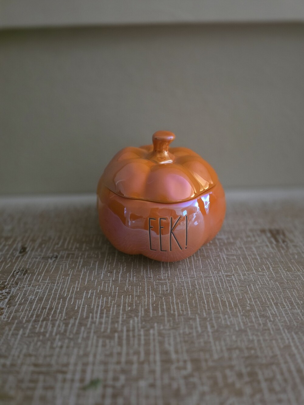 Rae Dunn Orange Ceramic Pumpkin Trinket - EEK!